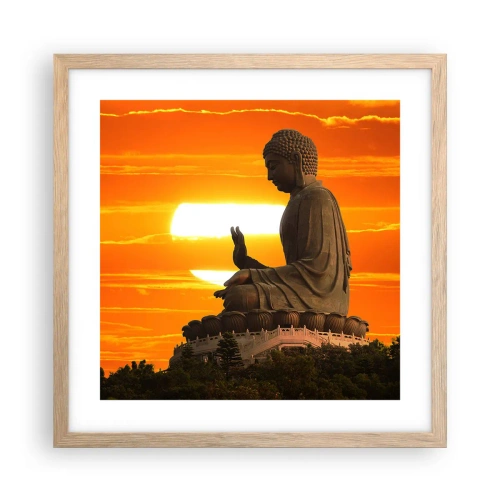 Poster in einem Rahmen aus heller Eiche - Keine Angst vor der Welt - 40x40 cm