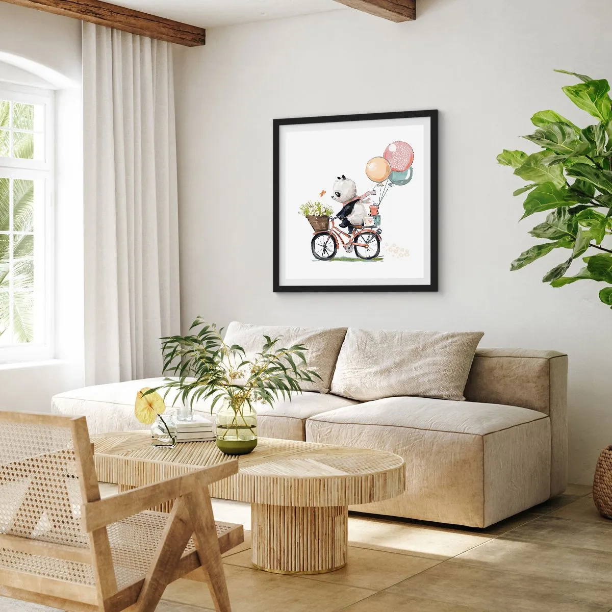 Poster in einem schwarzem Rahmen - Glücklicher Tag - 40x40 cm