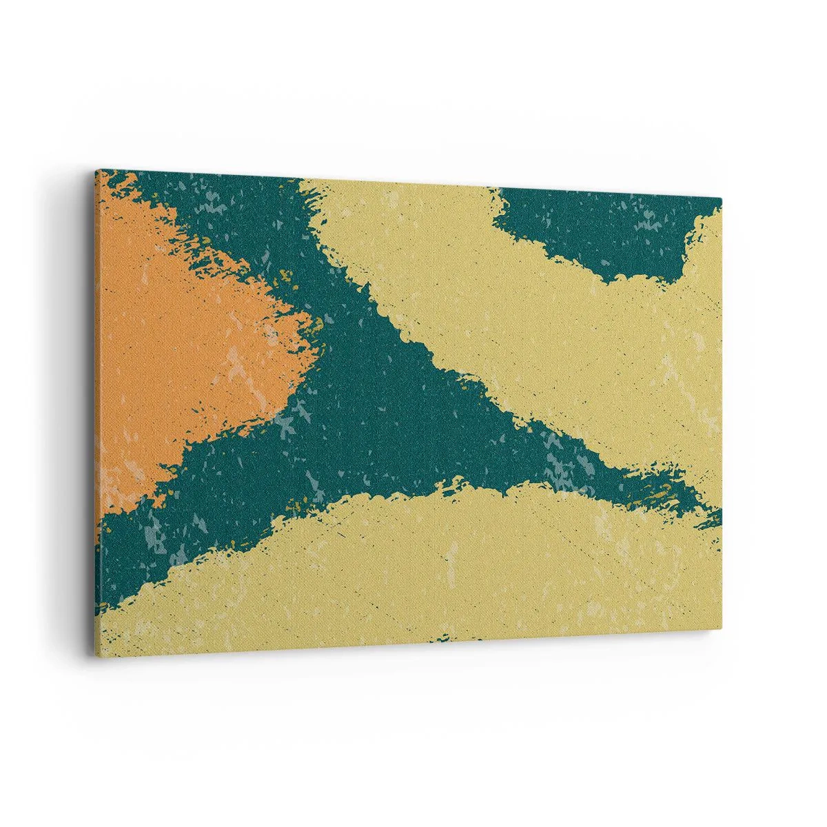 Bild auf Leinwand - Leinwandbild - Abstrakte Flecken in erdigen und grünen Farben - 120x80cm - Abstraktion – langsame Bewegung - Moderne Wanddekoration für Wohnzimmer und Schlafzimmer ARTTOR