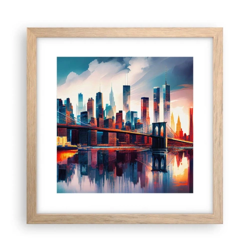 Poster in einem Rahmen aus heller Eiche - Traumhaftes New York - 30x30 cm