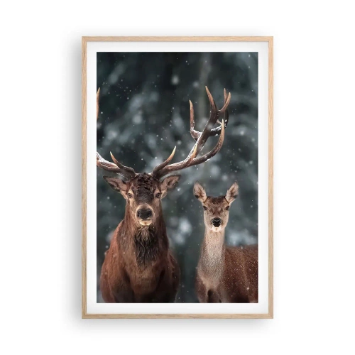 Poster in einem Rahmen aus heller Eiche - Herr des Waldes mit seiner Frau - 61x91 cm