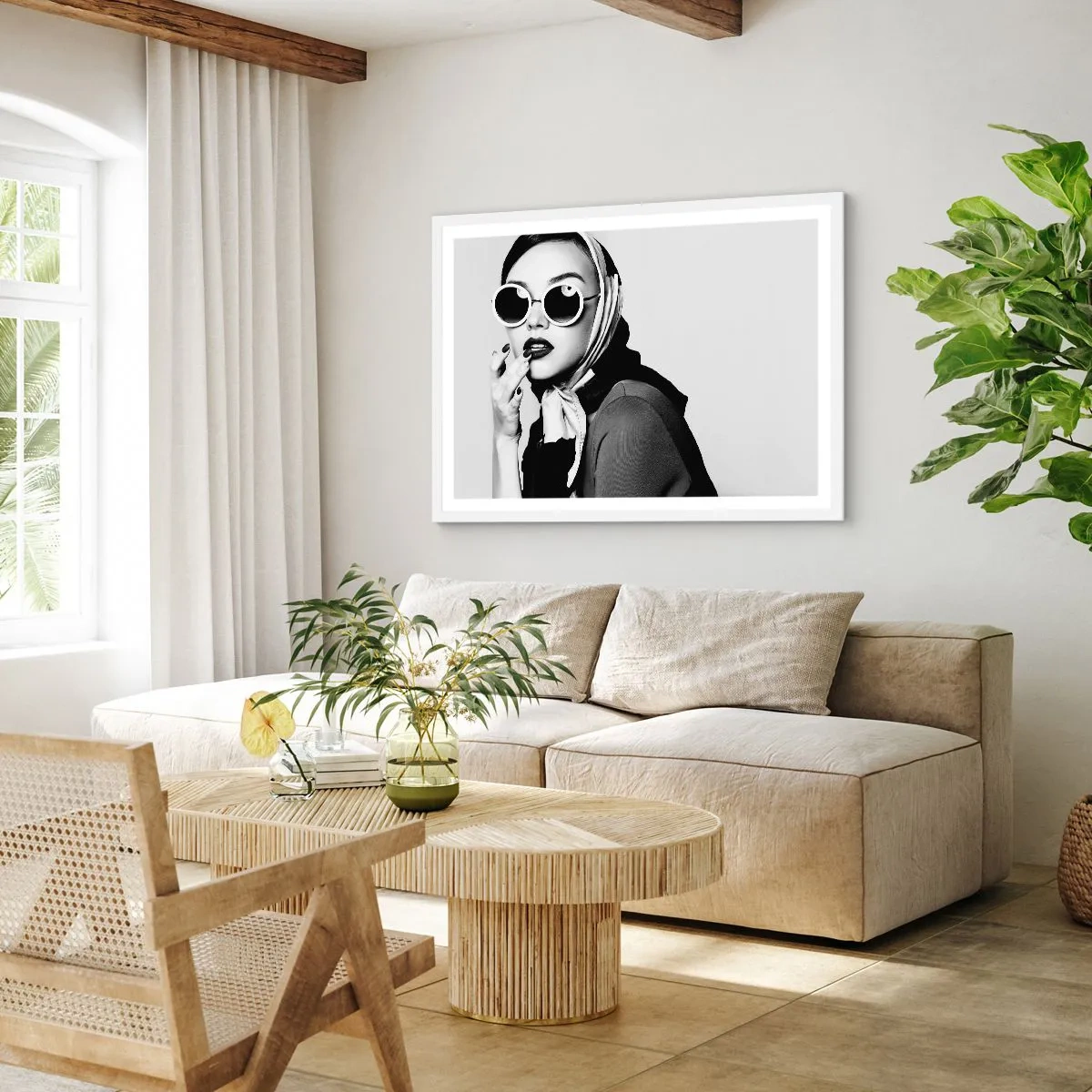 Poster in einem weißen Rahmen - Grüße aus den 1960er Jahren - 50x40 cm