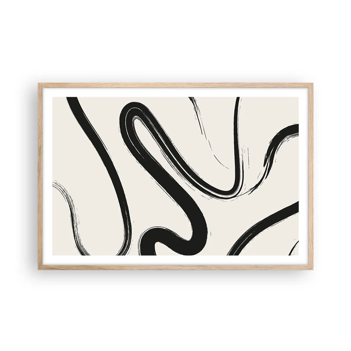 Poster in einem Rahmen aus heller Eiche - Schwarz-Weiß-Laune - 91x61 cm