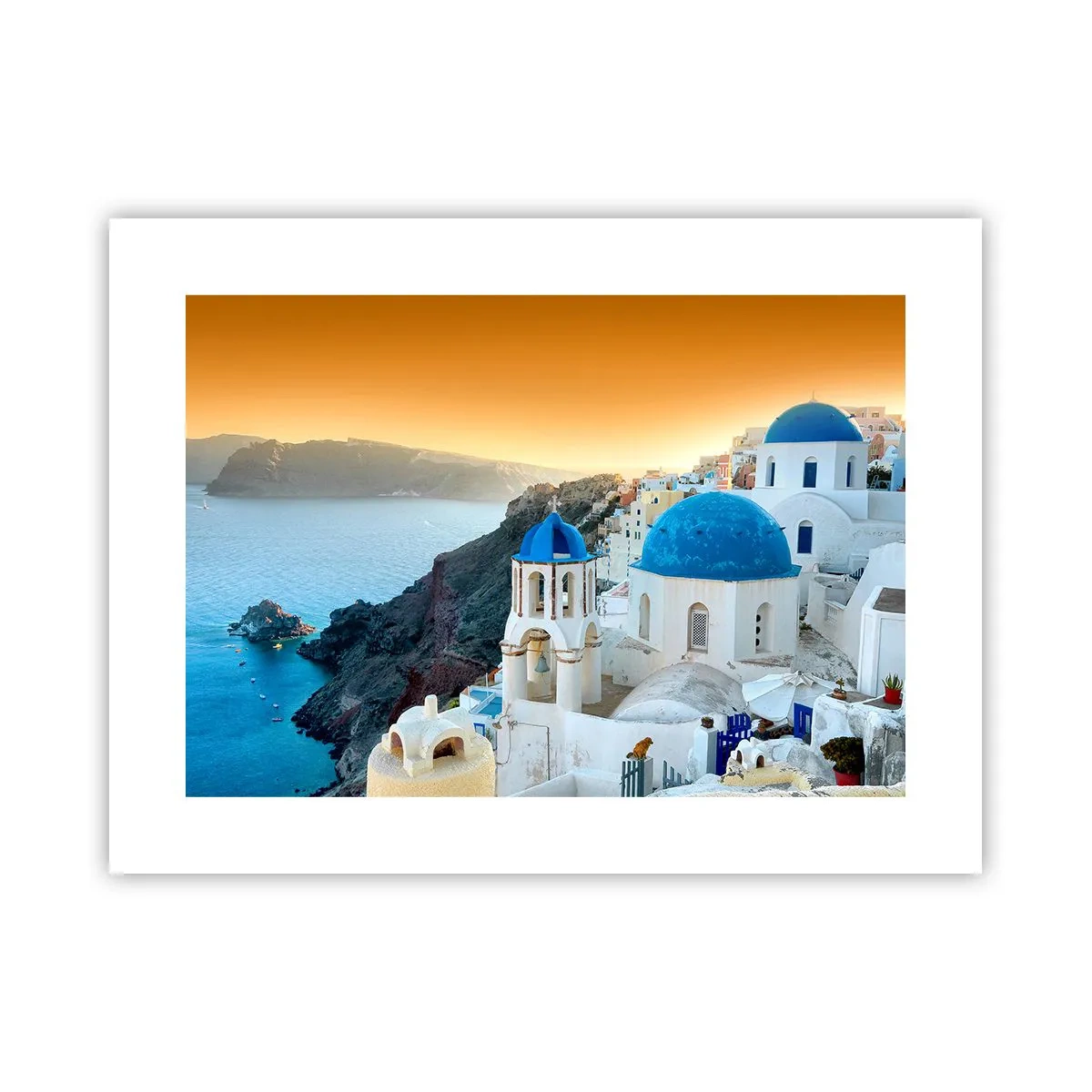 Poster - Santorini - an die Felsen gekuschelt - 40x30 cm