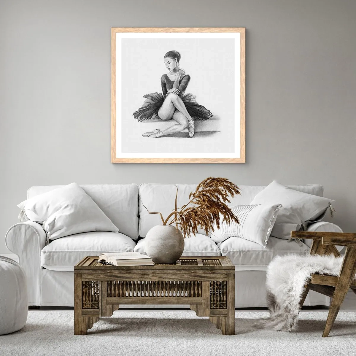 Poster in einem Rahmen aus heller Eiche - Vom Tanz verzaubert - 50x50 cm