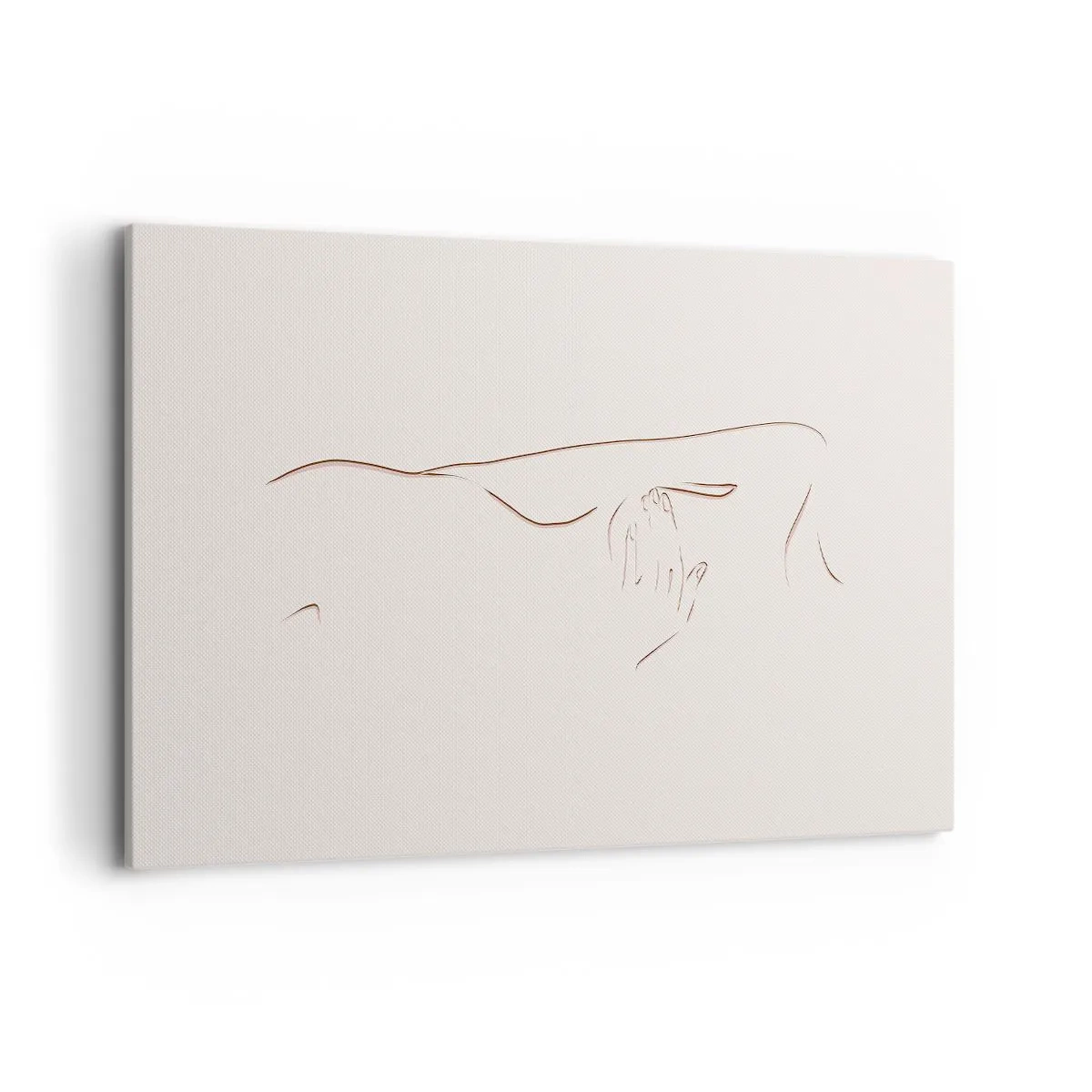 Bild auf Leinwand - Leinwandbild - Eine subtile Strichzeichnung einer Silhouette vor einem hellen Hintergrund - 120x80cm - Die Form des Verlangens - Moderne Wanddekoration für Wohnzimmer und Schlafzimmer ARTTOR