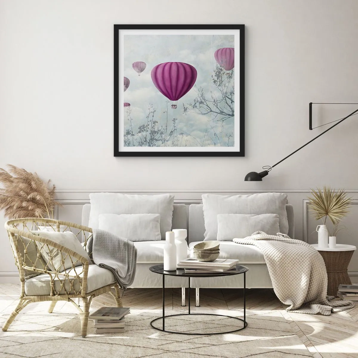 Poster in einem schwarzem Rahmen - Wie Schiffe am Himmel - 60x60 cm