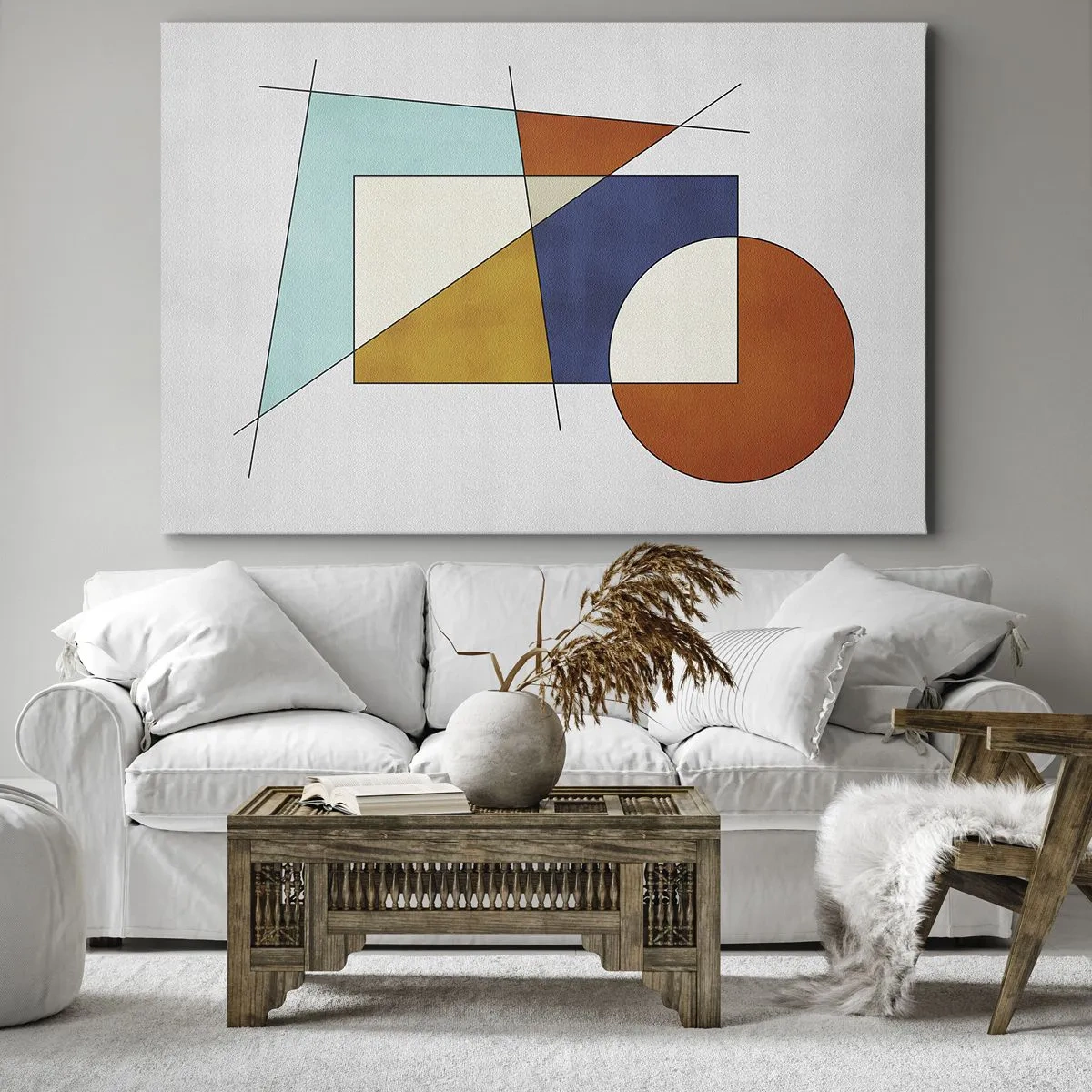 Bild auf Leinwand - Leinwandbild - Eine modernistische Komposition aus geometrischen Formen und Farben - 120x80cm - Abstraktion: modernistisches Spiel - Moderne Wanddekoration für Wohnzimmer und Schlafzimmer ARTTOR