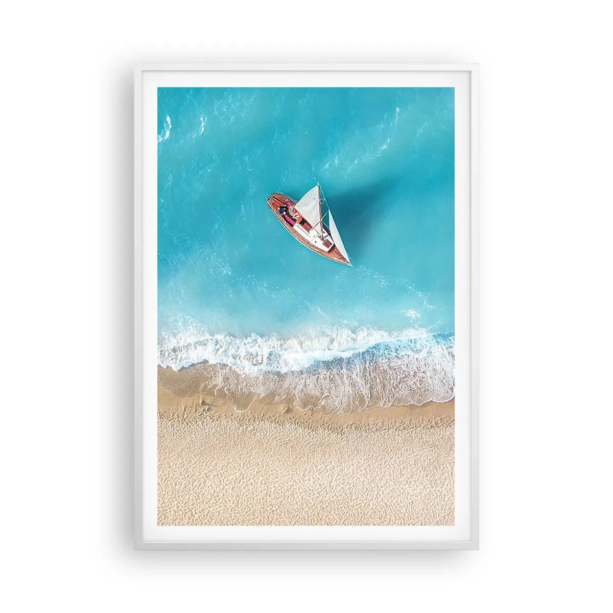 Poster in einem weißen Rahmen - An der Grenze von Blau und Gold - 70x100 cm