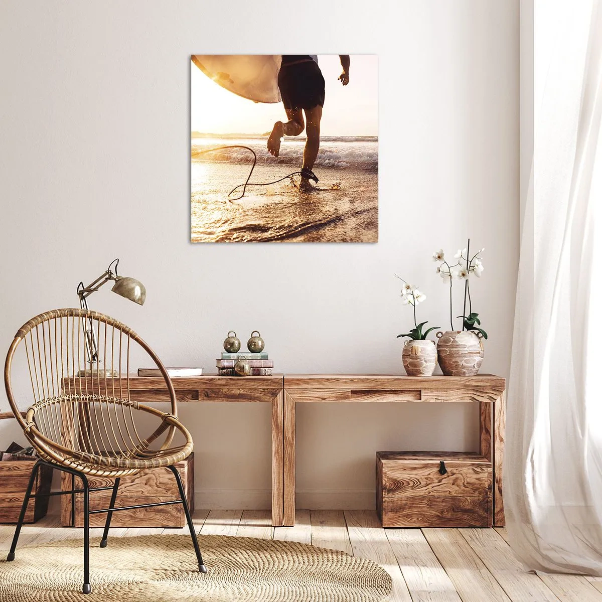 Bild auf Leinwand - Leinwandbild - Um die Welle zu treffen - 70x70 cm