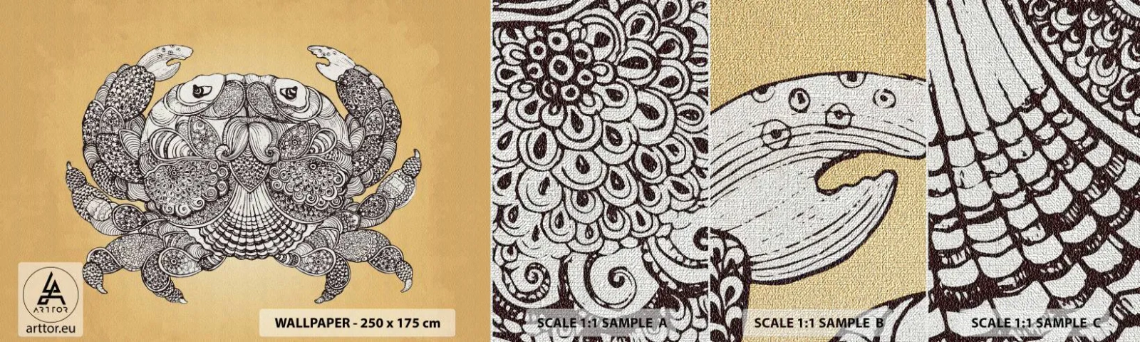 Fototapeten Muster Premium Canvas - Geschichten von Mr. Krabs - Krabbe, Tiere, Zeichnung - 100x30 cm