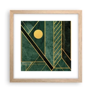 Poster in einem Rahmen aus heller Eiche - Dynamik von Gold und Azurblau - 30x30 cm