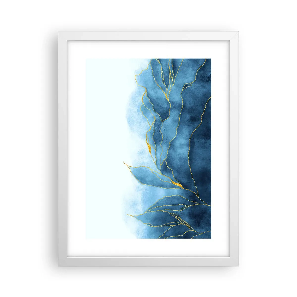 Poster in einem weißen Rahmen - Blau im Gold - 30x40 cm