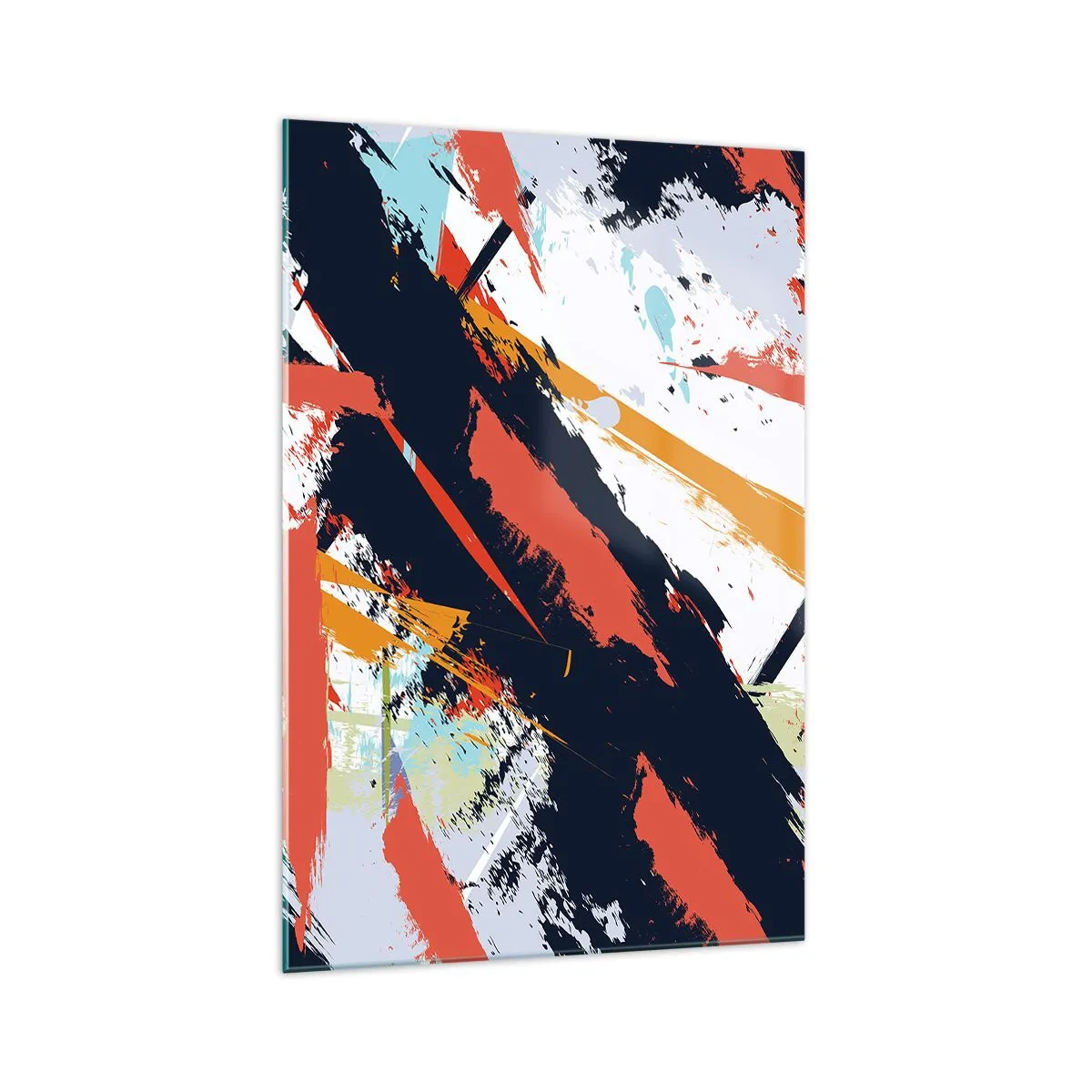 Glasbild - Bild auf glas - Abstrakte Pinselstriche in leuchtenden Farben - 70x100cm - Dynamische Komposition - Moderne Wanddekoration für Wohnzimmer und Schlafzimmer ARTTOR