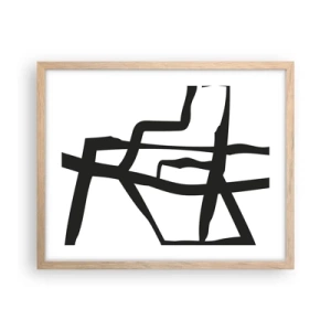 Poster in einem Rahmen aus heller Eiche - Schwarz-Weiß-Design - 50x40 cm