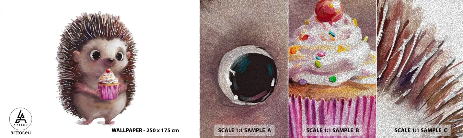 Fototapeten Muster Premium Sand - Der Feiertag ist jeden Tag - Für Kinder, Igel, Märchen - 100x30 cm