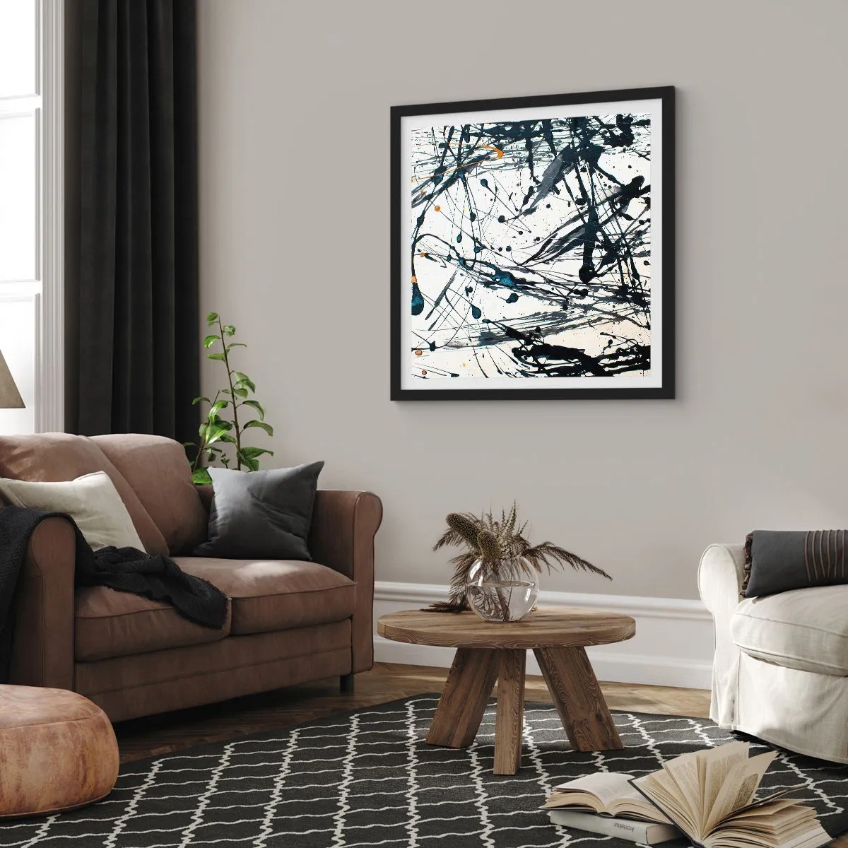 Poster in einem schwarzem Rahmen - Expressionistische Abstraktion - 30x30 cm