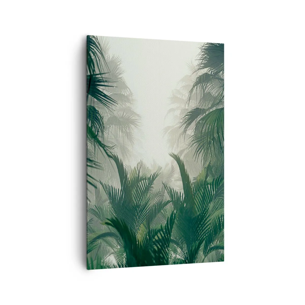 Bild auf Leinwand - Leinwandbild - Tropische Vegetation im dichten Regenwaldnebel - 80x120cm - Tropisches Geheimnis - Moderne Wanddekoration für Wohnzimmer und Schlafzimmer ARTTOR
