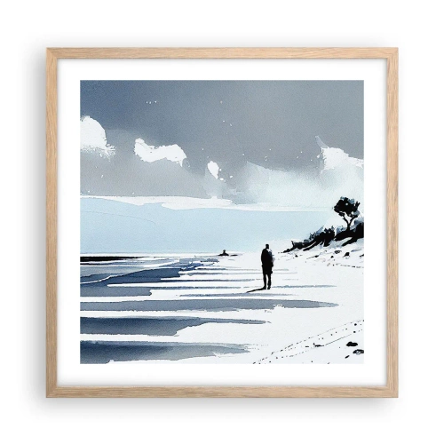 Poster in einem Rahmen aus heller Eiche - Allein sein - 50x50 cm