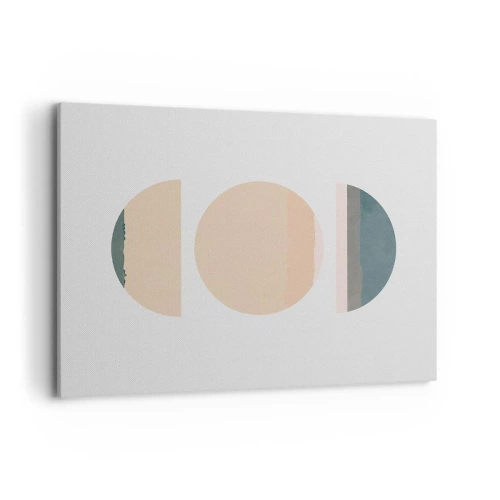 Bild auf Leinwand - Leinwandbild - Abstrakte geometrische Formen in Pastellfarben - 100x70cm - Ein Rad hinter dem anderen… - Moderne Wanddekoration für Wohnzimmer und Schlafzimmer ARTTOR