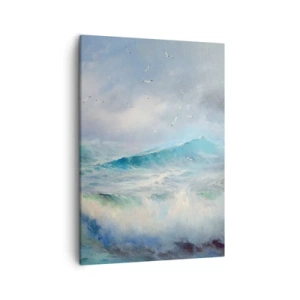 Bild auf Leinwand - Leinwandbild - Raue Wellen auf dem Ozean - 50x70cm - Der wind heulte mit Triumph - Moderne Wanddekoration für Wohnzimmer und Schlafzimmer ARTTOR