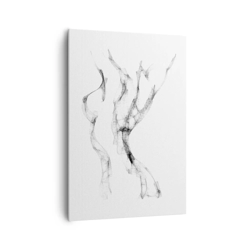 Bild auf Leinwand - Leinwandbild - Zarte, abstrakte Linien, die Rauchfahnen ähneln, auf hellem Hintergrund - 70x100cm - Schön und stark - Moderne Wanddekoration für Wohnzimmer und Schlafzimmer ARTTOR