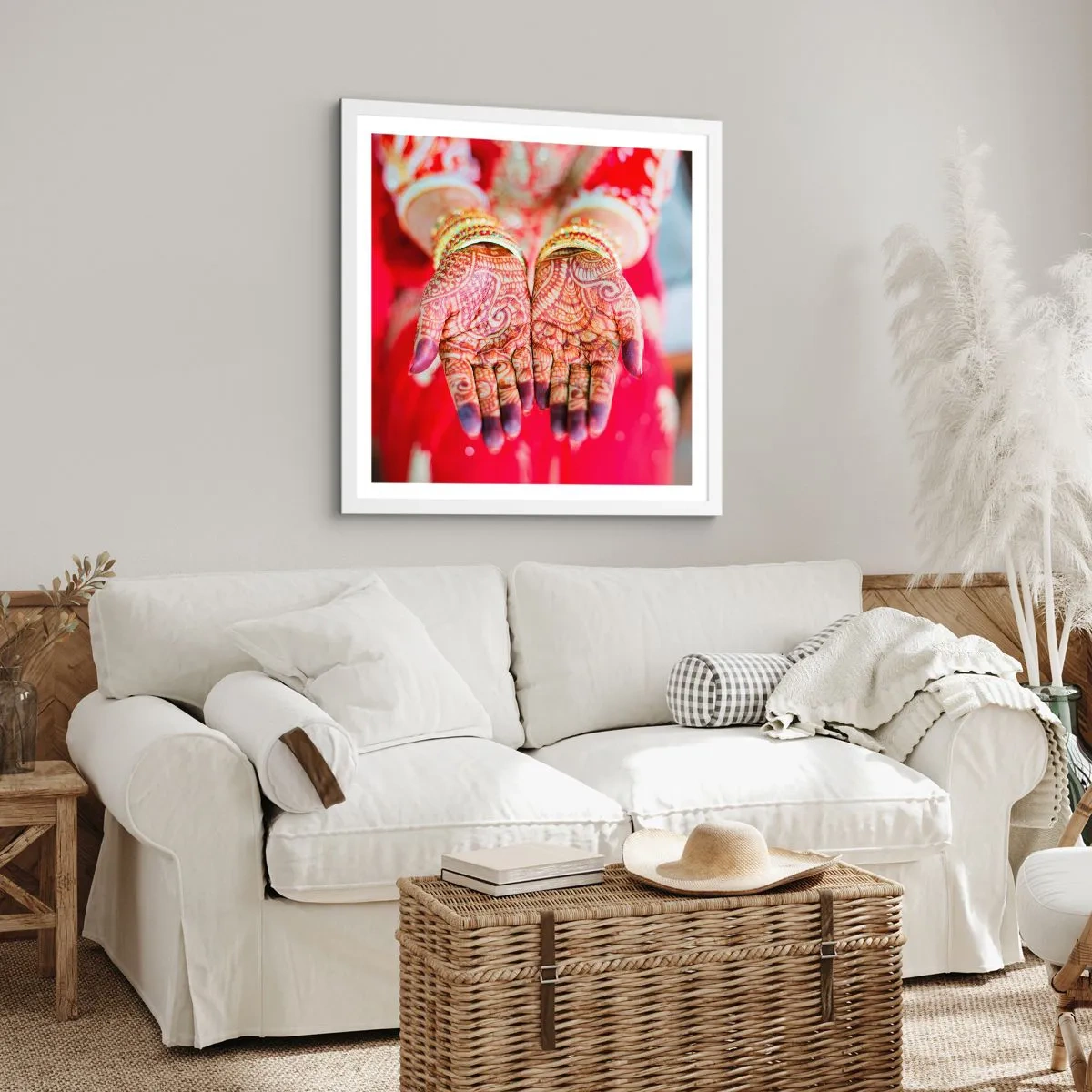 Poster in einem weißen Rahmen - Bereit, das Glück zu fangen? - 40x40 cm