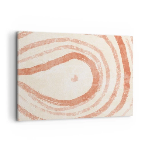 Bild auf Leinwand - Leinwandbild - Ein abstraktes Motiv aus konzentrischen Linien in Terrakotta-Tönen. - 100x70cm - Korallenkreise – Komposition - Moderne Wanddekoration für Wohnzimmer und Schlafzimmer ARTTOR