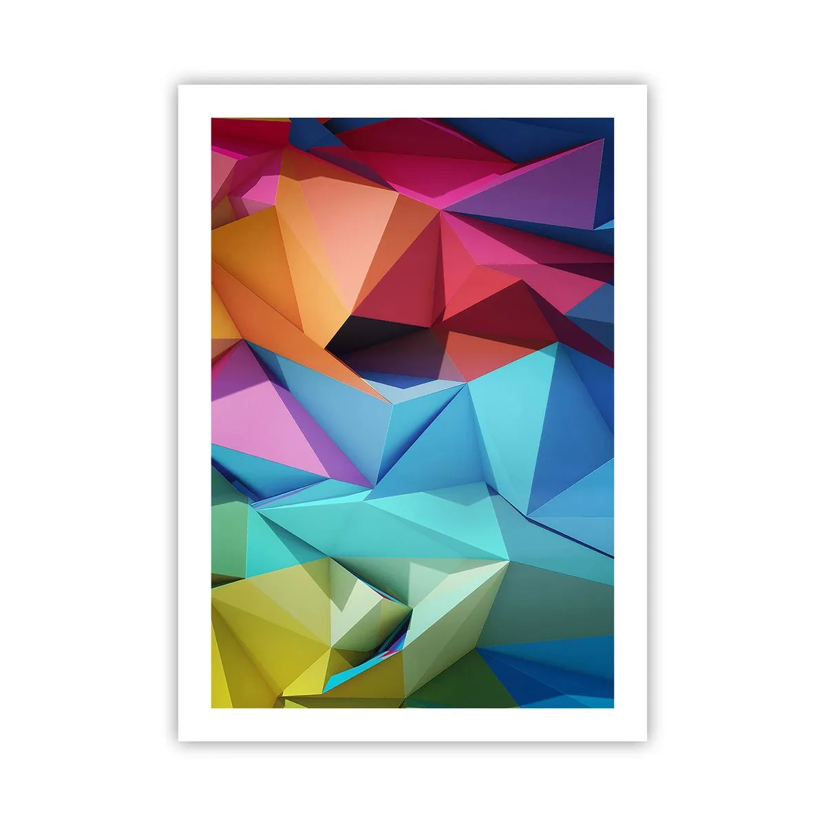 Poster - Bunte geometrische Abstraktion mit Dreiecken - 50x70cm - Regenbogen-Origami - Moderne Wanddekoration für Wohnzimmer und Schlafzimmer ARTTOR