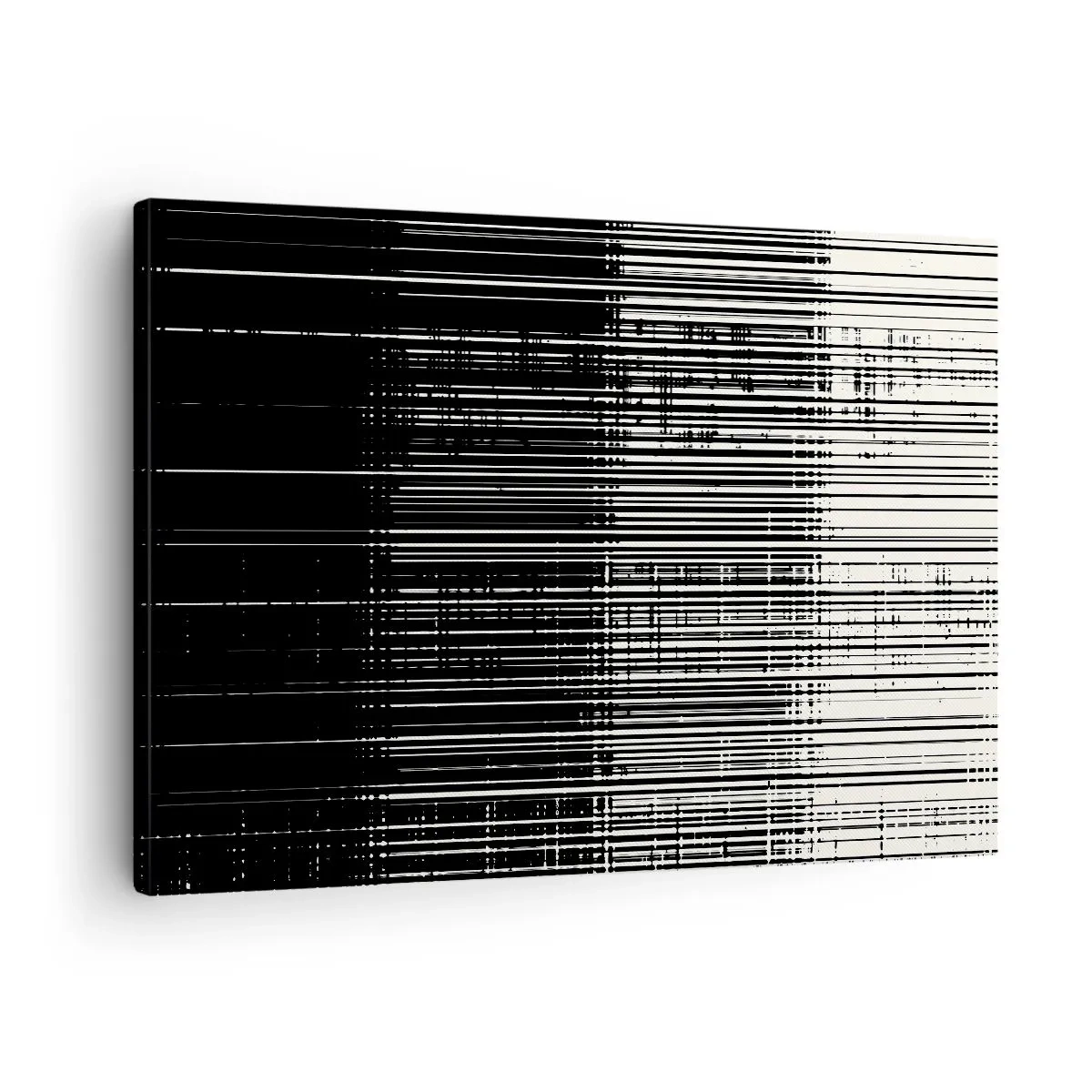 Bild auf Leinwand - Leinwandbild - Abstrakte Linienkomposition in kontrastierendem Schwarz und Weiß - 70x50cm - Wellen und Vibrationen - Moderne Wanddekoration für Wohnzimmer und Schlafzimmer ARTTOR