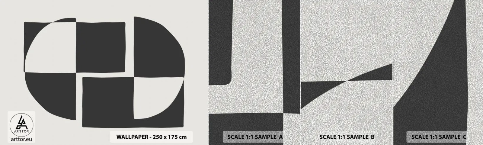 Fototapeten Muster Premium Sand - Antithese - Synthese - Abstraktion, Stück, Schwarz und weiß - 100x30 cm