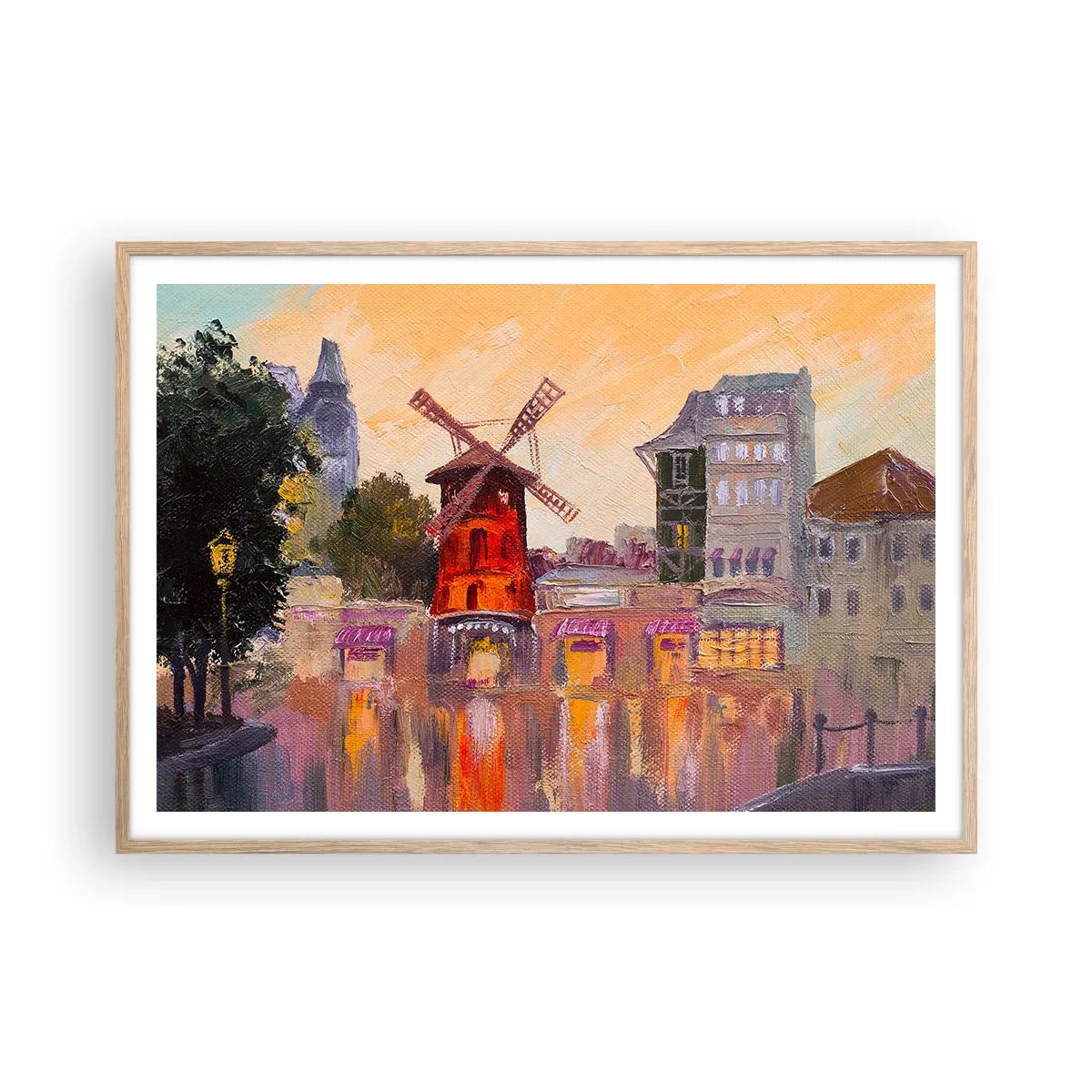 Poster in einem Rahmen aus heller Eiche - Pariser Ikonen – Moulin Rouge - 100x70 cm