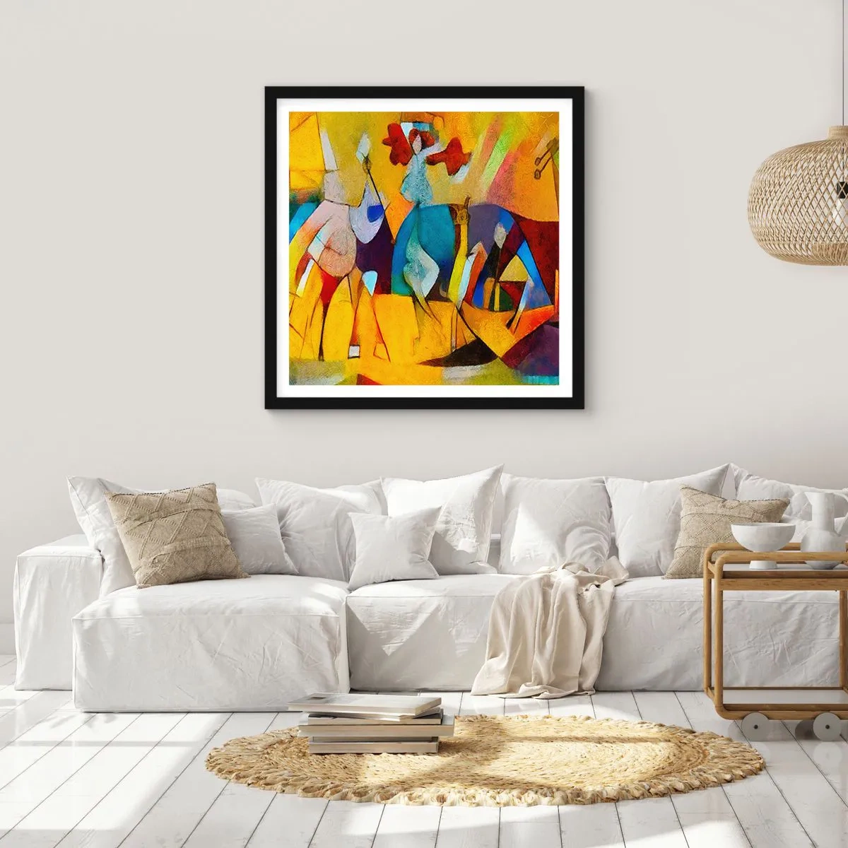 Poster in einem schwarzem Rahmen - Sonne - Leben - Freude - 50x50 cm