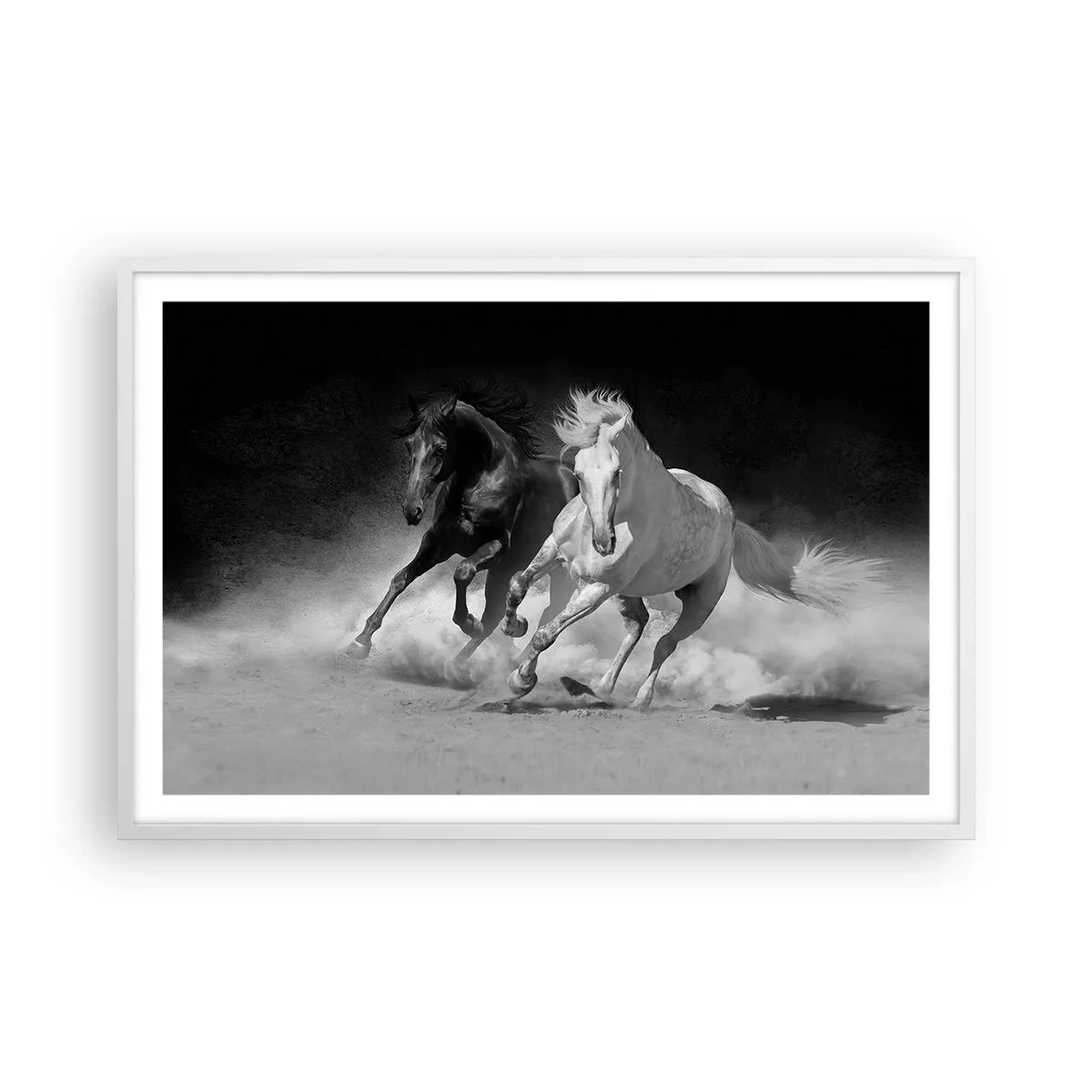 Poster in einem weißen Rahmen - Galopp der Freiheit - 91x61 cm