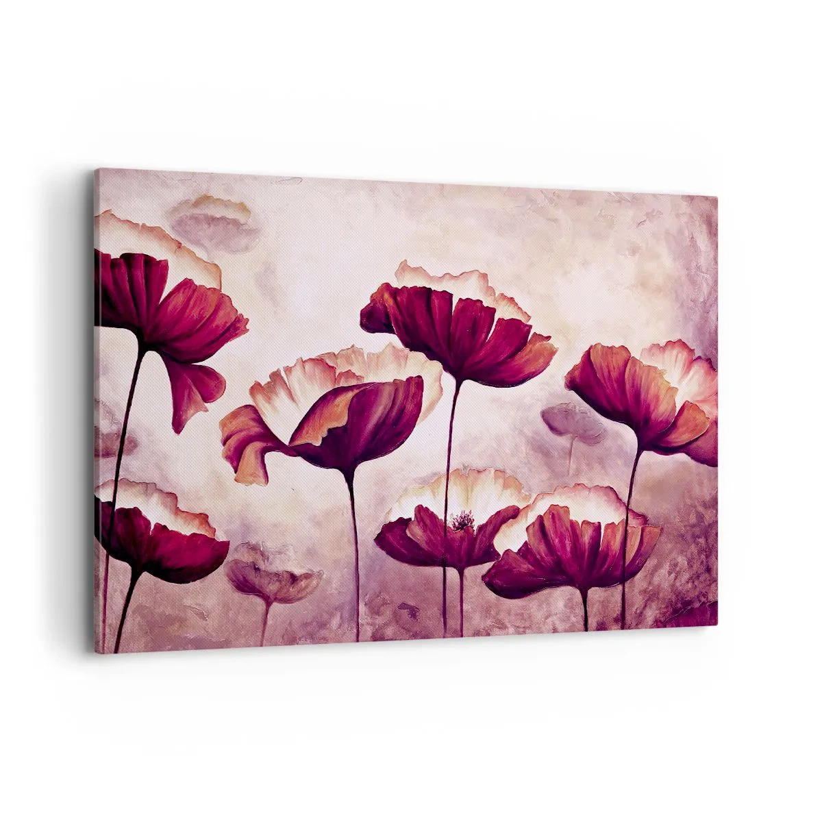 Bild auf Leinwand - Leinwandbild - Blumen in Rot- und Weißtönen auf dezentem Hintergrund - 120x80cm - Rotes und weißes Blütenblatt - Moderne Wanddekoration für Wohnzimmer und Schlafzimmer ARTTOR