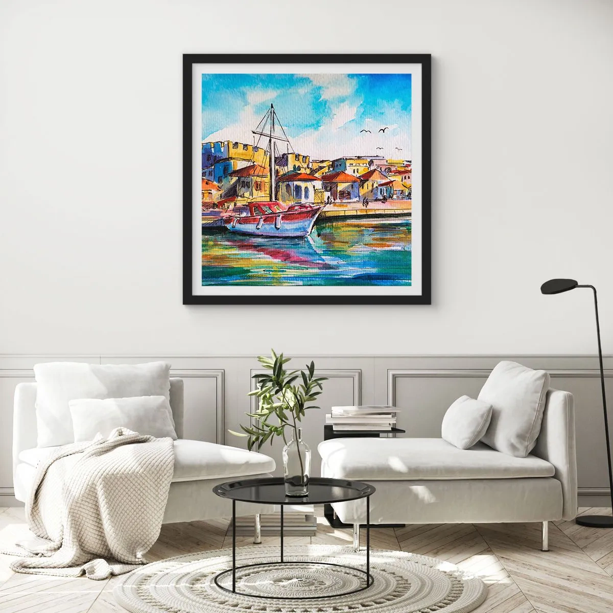 Poster in einem schwarzem Rahmen - Regenbogennachmittag - 60x60 cm