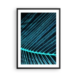 Poster in einem schwarzem Rahmen - Abstrakte Blattstruktur in Neonfarben - 50x70cm - Grüne Textur - Moderne Wanddekoration für Wohnzimmer und Schlafzimmer ARTTOR