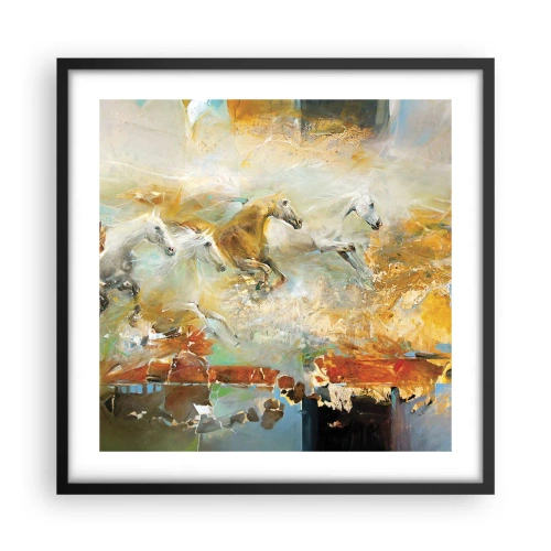Poster in einem schwarzem Rahmen - Im Galopp durch das Licht - 50x50 cm