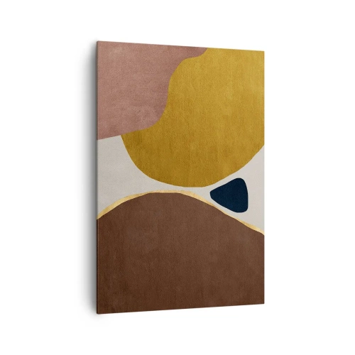 Bild auf Leinwand - Leinwandbild - Eine abstrakte Komposition mit geometrischen Formen in warmen Farben. - 70x100cm - Abstraktion – ein Ort im Raum - Moderne Wanddekoration für Wohnzimmer und Schlafzimmer ARTTOR