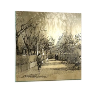 Glasbild - Bild auf glas - Ein Moment mit einer Feder angehalten - 40x40 cm