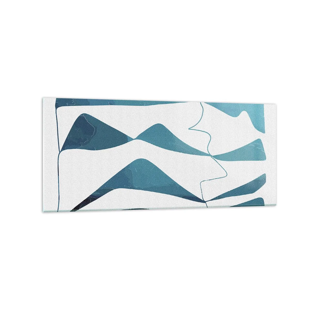 Glasbild - Bild auf glas - Abstrakte Formen in Blautönen auf weißem Hintergrund - 120x50cm - Abstraktion: türkisfarbene Verbindung - Moderne Wanddekoration für Wohnzimmer und Schlafzimmer ARTTOR
