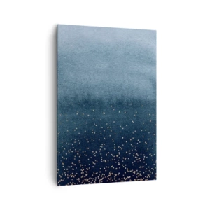 Bild auf Leinwand - Leinwandbild - Blaue Farbverläufe mit dezenten Goldakzenten - 70x100cm - Komposition - blaue Phasen - Moderne Wanddekoration für Wohnzimmer und Schlafzimmer ARTTOR