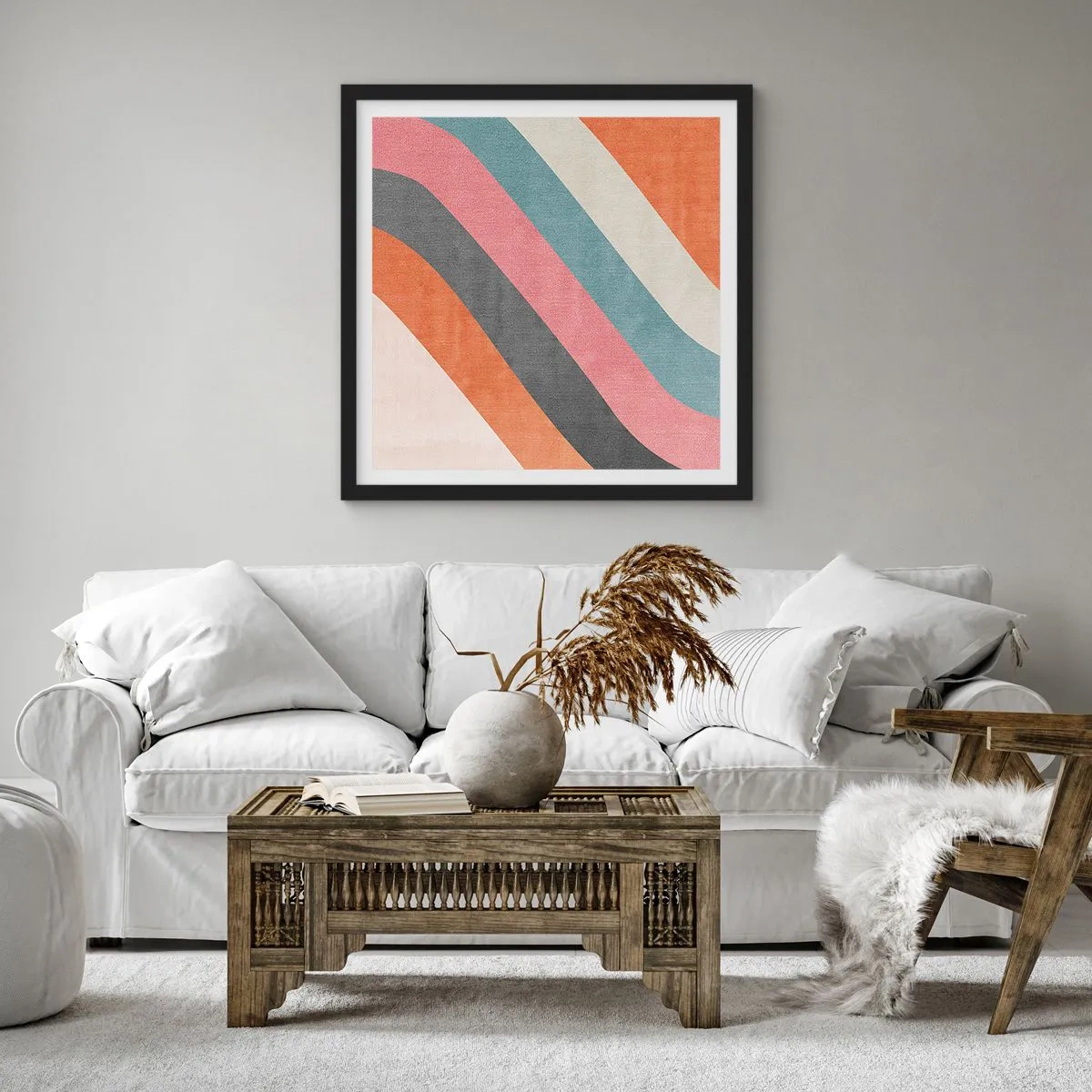 Poster in einem schwarzem Rahmen - Diagonale Komposition – Bewegung - 50x50 cm