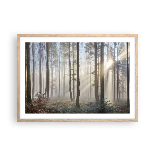 Poster in einem Rahmen aus heller Eiche - Der Nebel ist auch aufgewacht - 70x50 cm