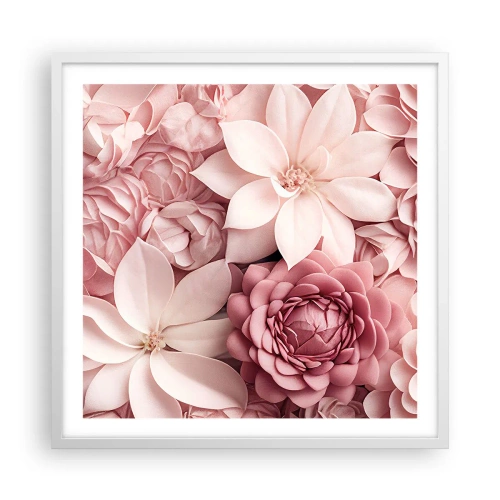 Poster in einem weißen Rahmen - In rosa Blütenblättern - 60x60 cm