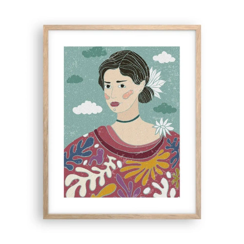 Poster in einem Rahmen aus heller Eiche - Mit Melancholie im Blick - 40x50 cm