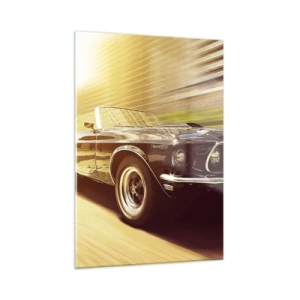 Glasbild - Bild auf glas - Oldtimer in Bewegung im Sonnenlicht - 50x70cm - 1967 - die Legende kehrt zurück - Moderne Wanddekoration für Wohnzimmer und Schlafzimmer ARTTOR