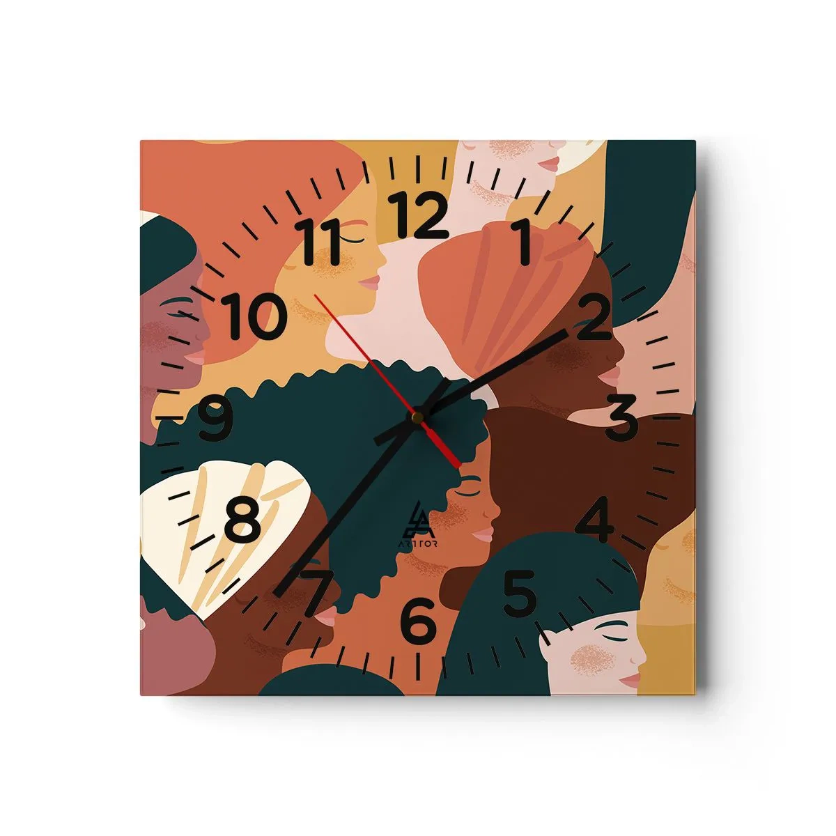 Wanduhr - Glasuhr - Nur Weiblichkeit - 40x40 cm