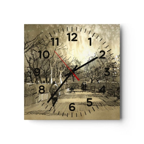 Wanduhr - Glasuhr - Ein Moment mit einer Feder angehalten - 30x30 cm