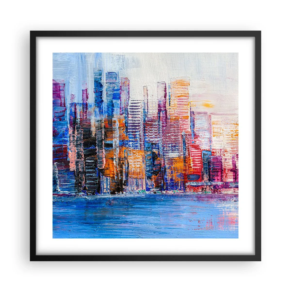 Poster in einem schwarzem Rahmen - Fröhliche Metropole - 50x50 cm